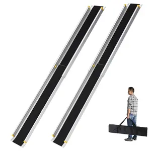 6/8FT Telescoping Wheelchair Ramps for Steps, Portable Adjustable Aluminum Handicap Ramp with Anti-Slip Surface, 600 Lbs Capacity Heavy Duty Mobility Ramp for Stairs, Vans, SUVs, Curb