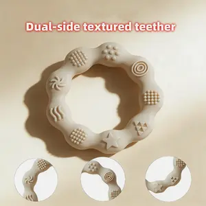 textured silicone teether ring,easy to grip,1 counts silicone baby teething toy,sensory teether,teething ring for newborns,infant tactile training  molar gum toy,newborn accessories