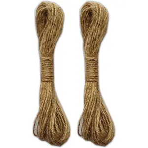 Jute Cord 1.5mm,  -- 45 ft Each (Pack of 2, 90 ft Total) -- Bundle/Hank Craft Twine for  Wrap, Tags & Photo Display