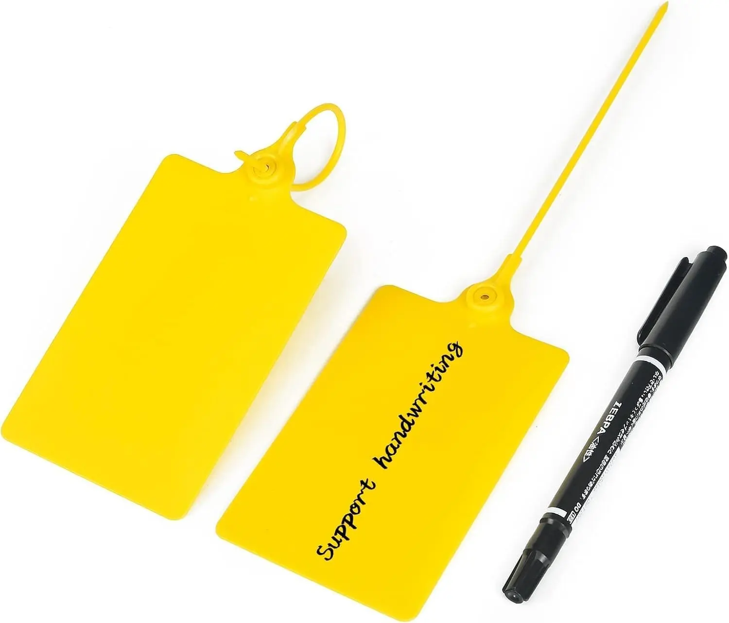 50 Pcs Durable Plastic Shipping Tags with Marker Pen Security Seals Sticker Labels,Waterproof Blank Luggage Tag for Packages, Logistics, Inventory, Travel(Yellow,50pcs)