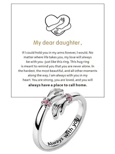 Stainless Steel Hug Ring, Adjustable Gift for Granddaughter/daughter, Hope Ring, Birthday/xmas Present, Anti-Fade Jewelry, Her Gift