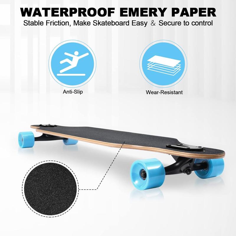 Longboard Skateboard, 41 Inch Drop Through Longboard Complete 9-Ply Nature Maple Premium Cruiser Long Board for Adults, Teens and Kids - High-Speed Bearings & T-Tool