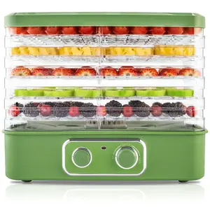Pukomc 5-Tier Food Dehydrator: Adjustable temp for jerky, fruits & herbs. 240W, BPA-free stackable trays. Ideal for healthy homemade snacks!