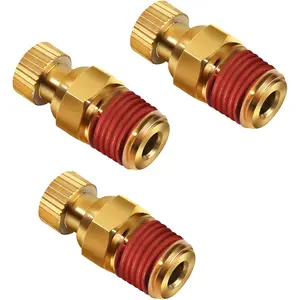 Air Compressor Tank Drain valve,  1/4'' NPT Brass Tank Drain Cock Replacement Part,Knurled end Petcock 3 count Drainage Valve with Thumb Screw Handle