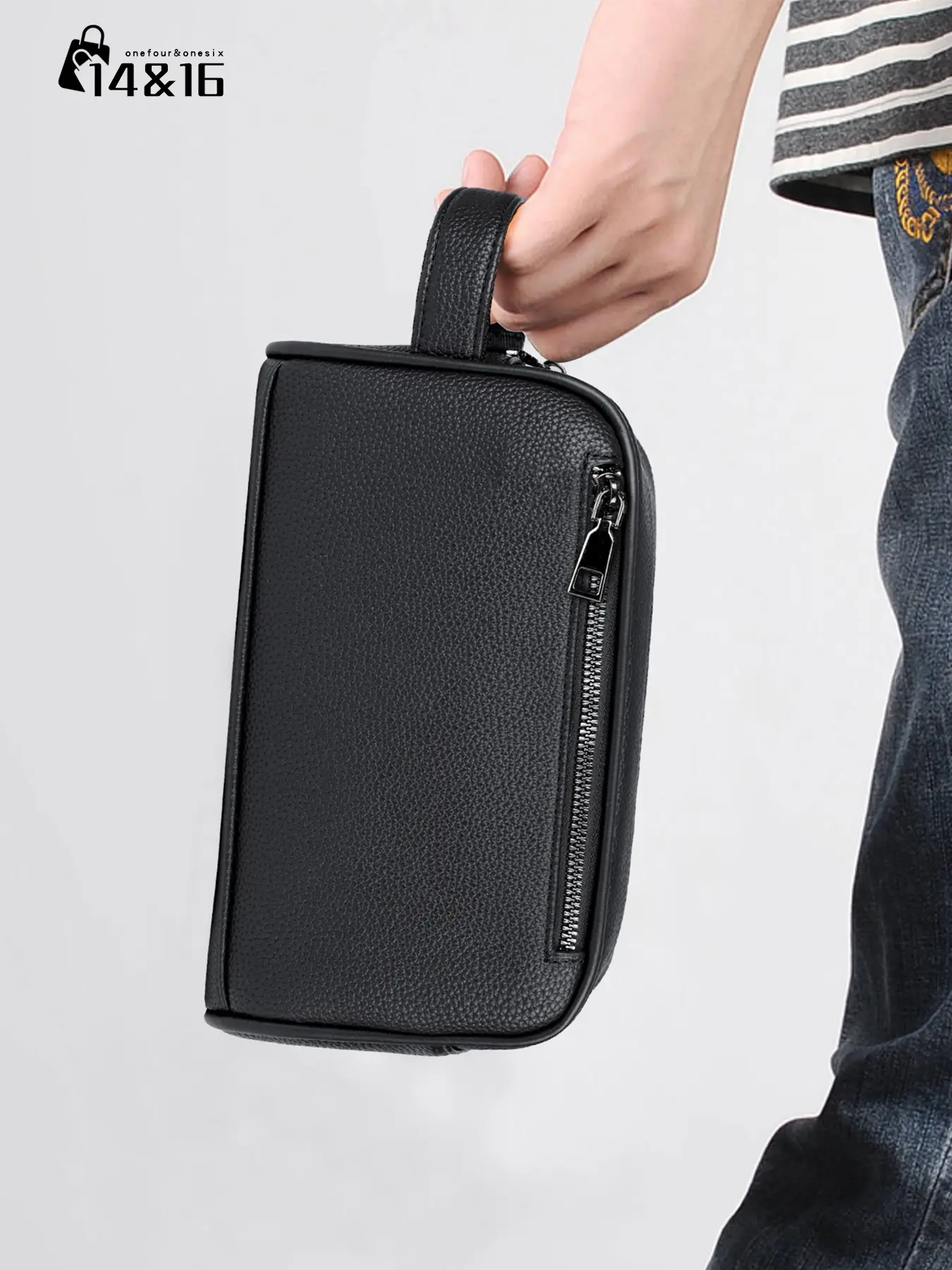 Men's Large Capacity Handbag Wallet Clutch Bag, Casual Fashion Wristlet Shoulder Bag, Portable Lightweight Travel Essentials for Work Travel Commute, Men Gifts