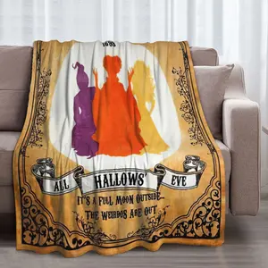 Witch Blanket Sister Horror Movie Halloween Throw Blankets for Women Witchvibe Flannel Fleece Blankets for Couch Sofa Bed Car Bedroom Chair Decor Halloween Decorations Blanket Adults Men  Boy Girl Gift