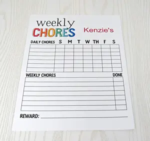 Custom Chore Chart for Kids - 52 Tear Away Sheets Yearly - Weekly Planner Note Pad - Custom Task Listing Behavior and Reward - Motivation Board Notepad
