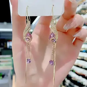 LisiZen Peacock Earrings for Women Dainty Tassel Light Luxury New Style Fashion Elegant Temperament Stud Earrings Unique Ear Accessories Jewelry DZEH2656