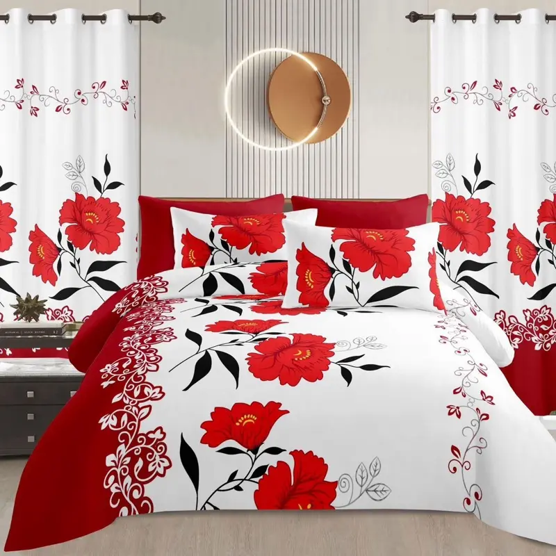 Luxury 8 pcs Sublime Bedsheets -Floral Design for a Cozy Bedroom