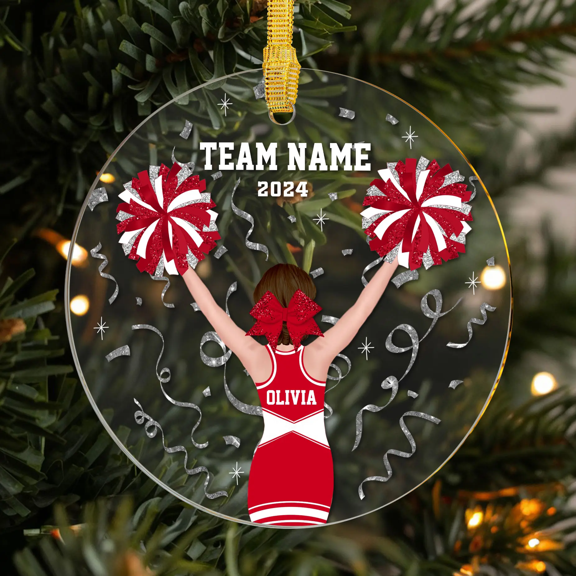 Custom Cheerleader Christmas Ornament, Personalized Cheer Gift for Girls, Perfect Keepsake for Cheerleading Teams and Sports Enthusiasts