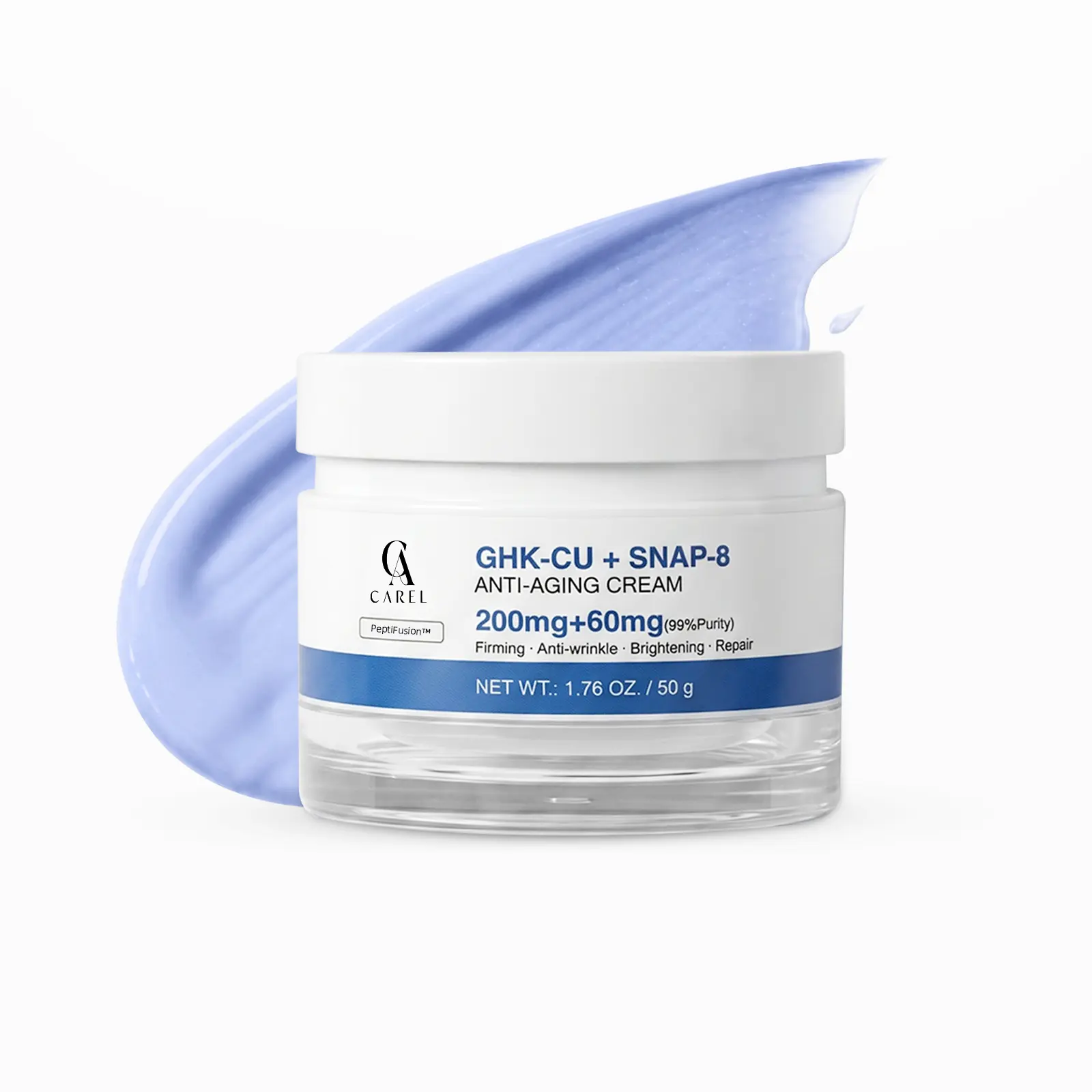 CAREL GHK-CU + SNAP-8 Firming Anti-Aging Cream | Peptide Moisturizer for Fine Lines, Deep Hydration, Skin Elasticity, Plumping Care & Youthful-Looking Skin | Suitable for Sensitive Skin & All Skin Types, 1.76 oz