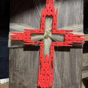 Clothespin Cross - Red Clothespin Design as Described