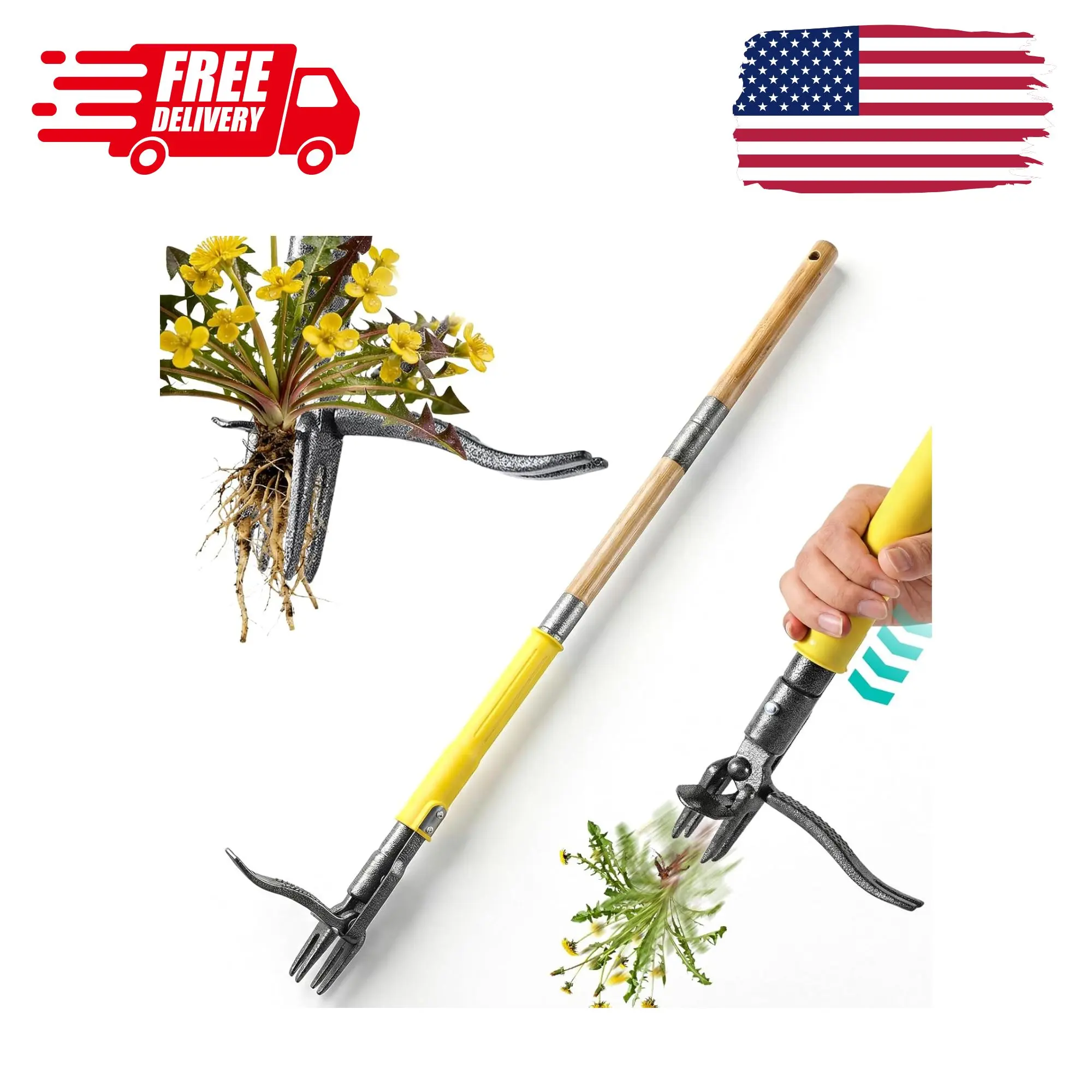 Weed Puller Tool Stand Up with Slide-Release Ejection
