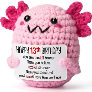 13 Year Old Girl Birthday Gift Ideas, Mini Crochet Axolotl Plush, 13th Birthday Gift for Girls, Decorations, Axolotl Toy