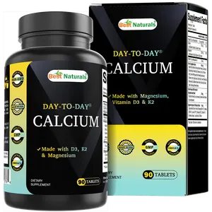 Best Naturals Day-To-Day Calcium with D3 K2 Magnesium 90 Tablets - Made with Digestive Enzyme, Probiotics, Omega Blend