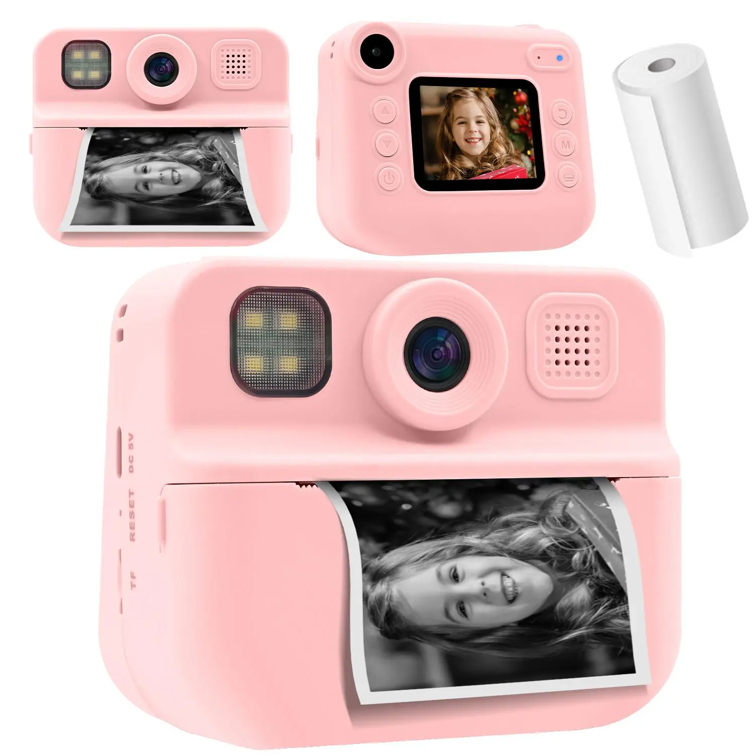 Instant Print Camera, 1 Set Digital Camera with Paper, Toddler Camera Toy, Birthday Gifts for Girls