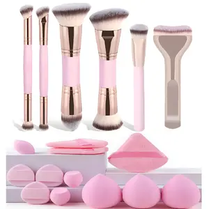 Professional Makeup Brush & Puff Set - Ultra Soft Synthetic Bristles, Face & Eye Brushes, Beauty Sponge & Triangle Powder Puff, Ideal for Travel & Daily Use, Facial Makeup Tool