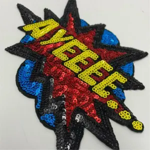 Patch Party Club, 1-pc, Sequins "Ayeeee..." Starburst Patch, Adorable Emblem, Home Girls Statement Patch, Iron-on Embroidered Applique, Size 6", Jacket Patch