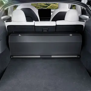 Car Trunk Organizer for 2022-2025 Tesla Model Y (5-Seater) Leather Trunk Storage Box Black
