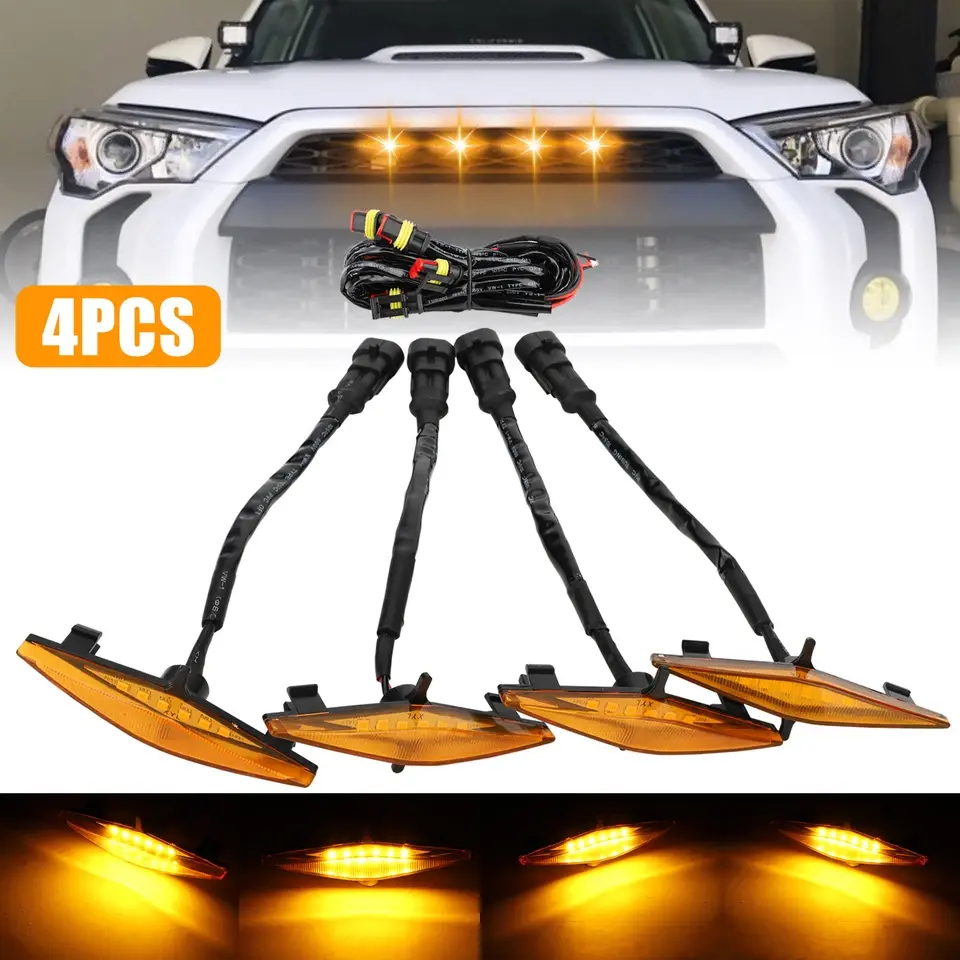 4Pcs Raptor Style Amber Grill LED Lights Kit For 2014-2024 Toyota 4Runner TRD PRO