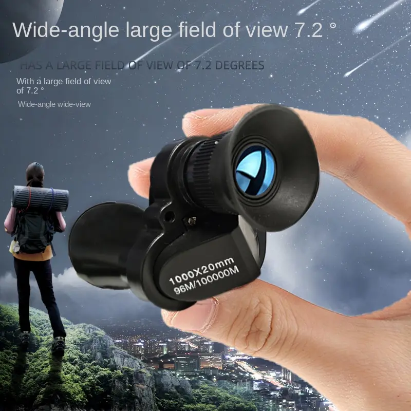 Telescopic Monocular Telescope, 1000x20mm BAK4 Prism, 7.2 Wide-Angle Lens, HD Portable for Travel, Daily Use