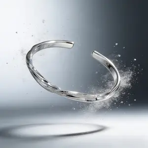 AELNEN Silver-Tone Twisted Texture Cuff Bangle - Sleek Minimalist Open Bangle - Chic Everyday Accessory - Gift for Her