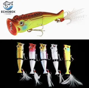 EchoBox Jointed Popper 5 Pack Fishing Lure | Precision-Tuned Top water Splash Action for Summer Bass, Pike & Predators – Metallic Flash Frenzy!