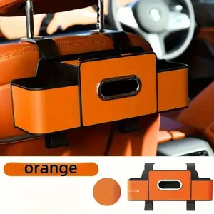 Multifunctional Car Rear Seat Organizer with Cup Holder, Phone Stand, Tissue Box, Hooks, Compatible with Most Cars