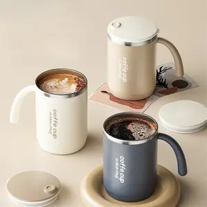 Stainless Steel Insulated Coffee Mug with Lid & Handle