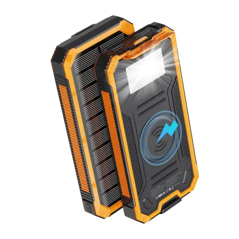 RETMSR 20000mAh Lithium Solar Power Bank with USB Charging, Flashlight, Wireless Charging & Durability - Chargeable Rugged Portable Charger for Camping, Outdoor Devices