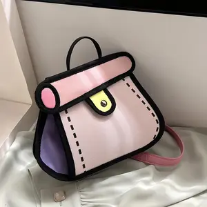 Harajuku Style 2D Cartoon Handbag for Women  with Fashionable Cartoon Drawing Design，Unique Design Cartoon Hand Bag Cute Crossbody Bag