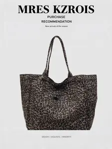 Vintage Animal Print Canvas Tote Bag, Lightweight Daily Commute Shopping Shoulder Bag, Versatile Women's Backpack