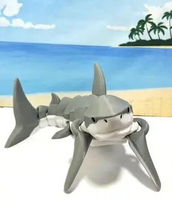 Articulated Shark, 3D Printed Sea Animal Creature, 12" Posable Executive Desk Toy, Fidget ADHD/Autism Toy Set
