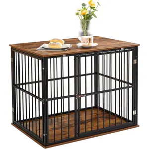 Dog Crate Furniture - Small and Heavy-Duty Dog Crate with Washable Cushion, Modern Side End Table, Steel Construction, Versatile Design
