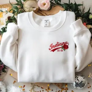 2026 Embroidered Indiana Football Sweater, College Bowl Game Inspired Shirt, Pasadena California Fan Apparel, Cozy Unisex Crewneck, Gift for College Football Fans