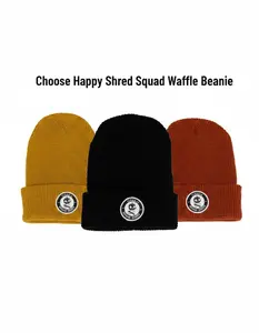 Skroove Choose Happy Shred Squad Waffle Beanie - available in Black, Rust, Mustard