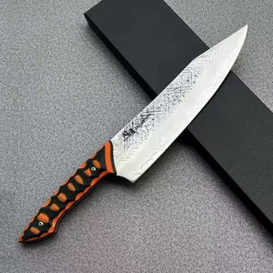 Tonggang 8" Chef Knife 10Cr15CoMoV Handmade Forged Kitchen Knife With G10 Orange Black Handle Kitchenware Cutting