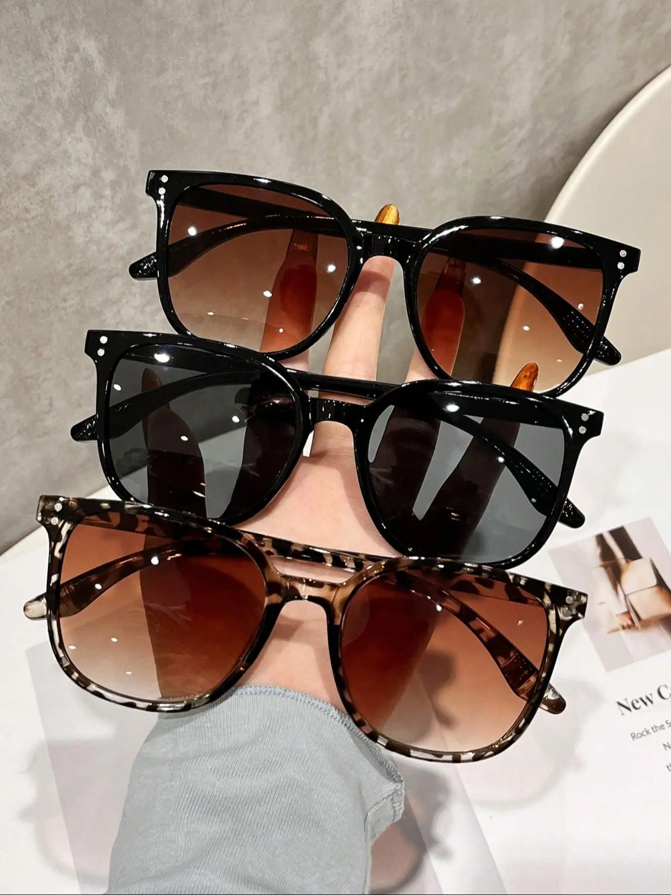 3-Piece Oversized Eyeglasses Set, Trendy Beach Eyewear, Stylish and Comfortable Eyeglasses for Women, Perfect for Outdoor Activities, Parties and Travel, Sunglasses Set, Styling Sunglasses, Summer Trendy Sunglasses, Trendy Shades