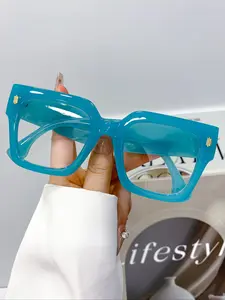 Fashion Oversized Square Glasses for Men & Women, High-Quality Rivet Decor, Simple Versatile Daily Casual Eyewear, Stylish Square Frames