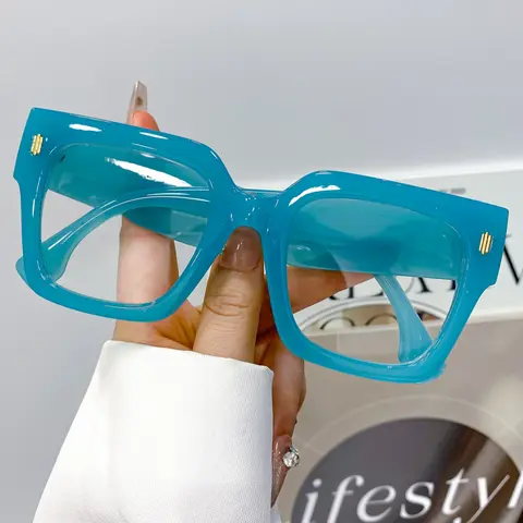Fashion Oversized Square Glasses for Men & Women, High-Quality Rivet Decor, Simple Versatile Daily Casual Eyewear, Stylish Square Frames, Stylish Trendy Eyewear, Fashionable Frames Glasses, Trendy Casual Eyeglasses
