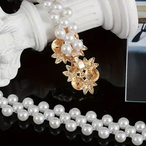 Pearl Waist Chain for Women; Decorative Belt to Match Dress; Elastic Waistband Versatile Fashion Accessory; Simple