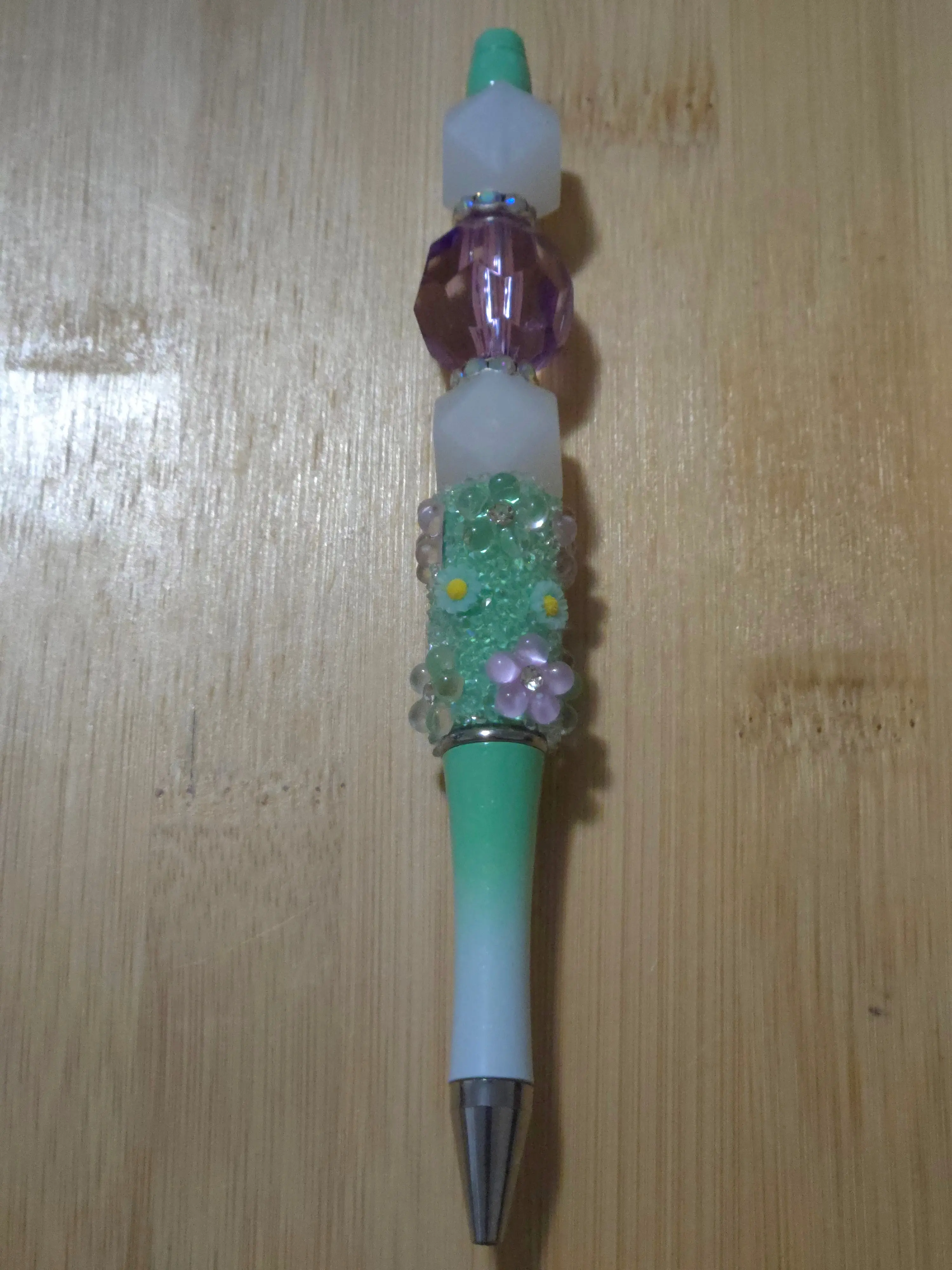 Green Ombre Flower Beaded Pen, Beaded Pens & Refills