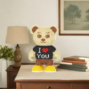 5500pcs Lucky Bear 3D Puzzle Building Blocks Creative Decoration, Birthday/halloween/festive Gift, DIY Craft Home Decor Statue Building Sets