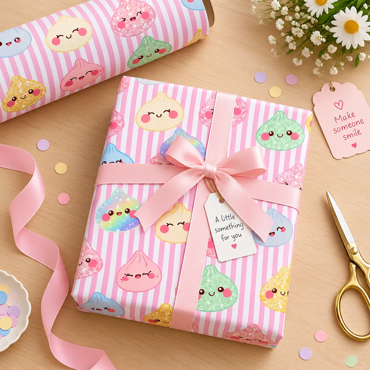 Glitter Dumpling Wrapping Paper Roll – Viral Squishy Birthday Gift Wrap