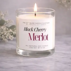 The 22nd Glow Candle Company Black Cherry Merlot All Natural Soy Candle 170g Net Wt 6 Oz