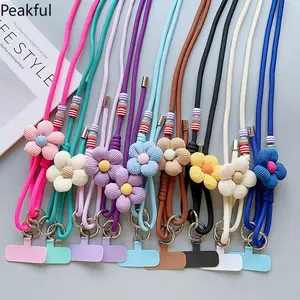 Flower long rope, crossbody can carry mobile phone lanyard, with beaded outdoor mountaineering strap, loudspeaker lanyard wholesale