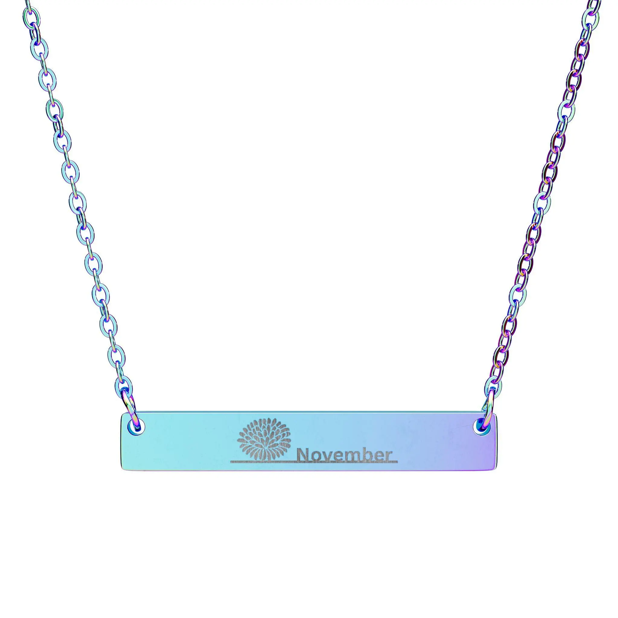 Custom Birth Flower November MUMS Edition Necklace (Engraving)