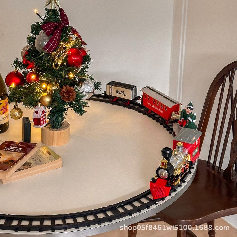 Christmas Electric Train Hanging Sound & Light Small Locomotive Xmas Tree Track Train Christmas Gift