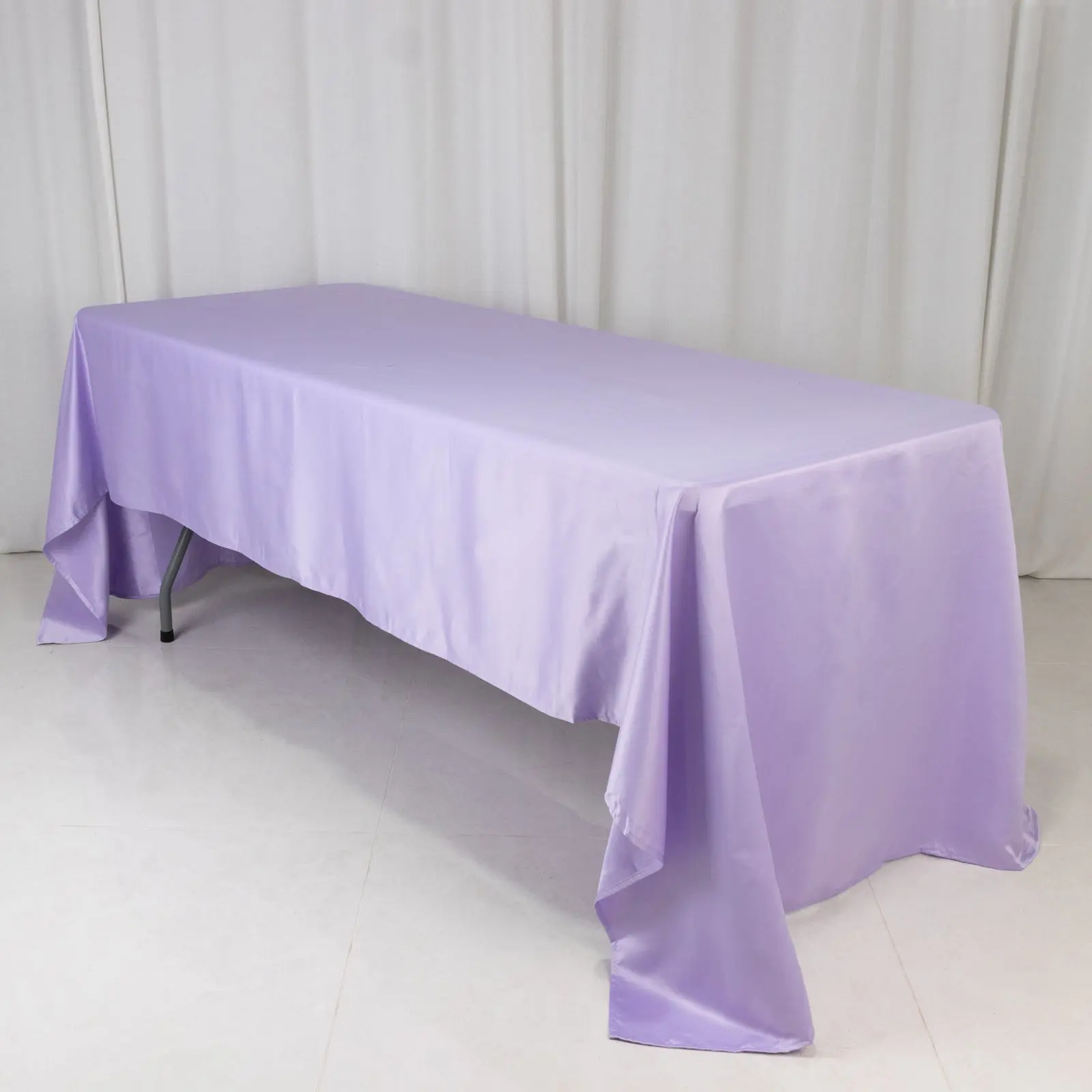 Lamour Satin Rectangle Tablecloth, 60"x126" Lavender Lilac - Fade-Resistant, Wrinkle-Resistant Decorative Table Cover for Wedding, Photography Backdrop