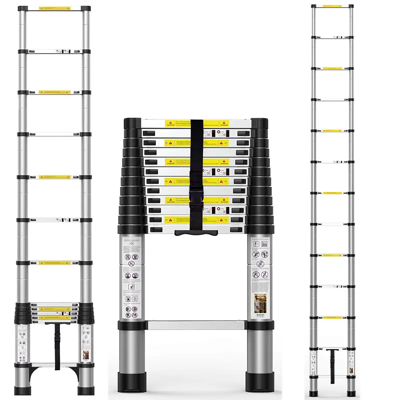 Portable Aluminum Alloy Extension Ladder, Telescoping Design with 12.5FT-26.2FT Height Range, Independent Locking System, 330LBS Capacity, Collapsible with Carry Bag for Home, Roof Work, Portable Extension Ladder summerwins,summerwins